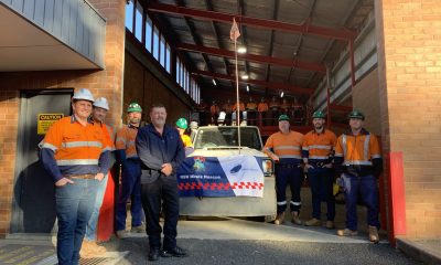MGO Health & Safety Coordinator Mick Phillips, MGO Operations Manager Chris Gerard, Mines Rescue Regional Manager Matthew Enright, with members of the MGO First Response team and Mines Rescue personnel.
