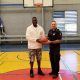 Andre Moore and Sergeant Will Lathrope are pleased the young people enjoy the drop-in program, Big Feat Basketball training experience.