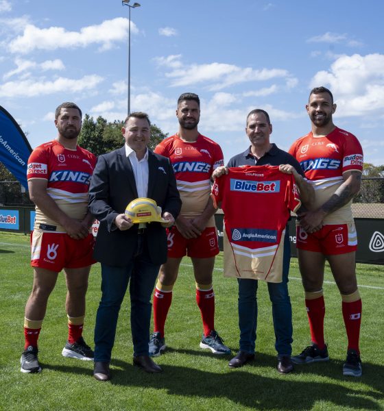 L-R: Kenny Bromwich, Dolphins Chief Executive, Terry Reader, Jesse Bromwich, Anglo American CEO in Australia, Dan van der Westhuizen and Josh Kerr.